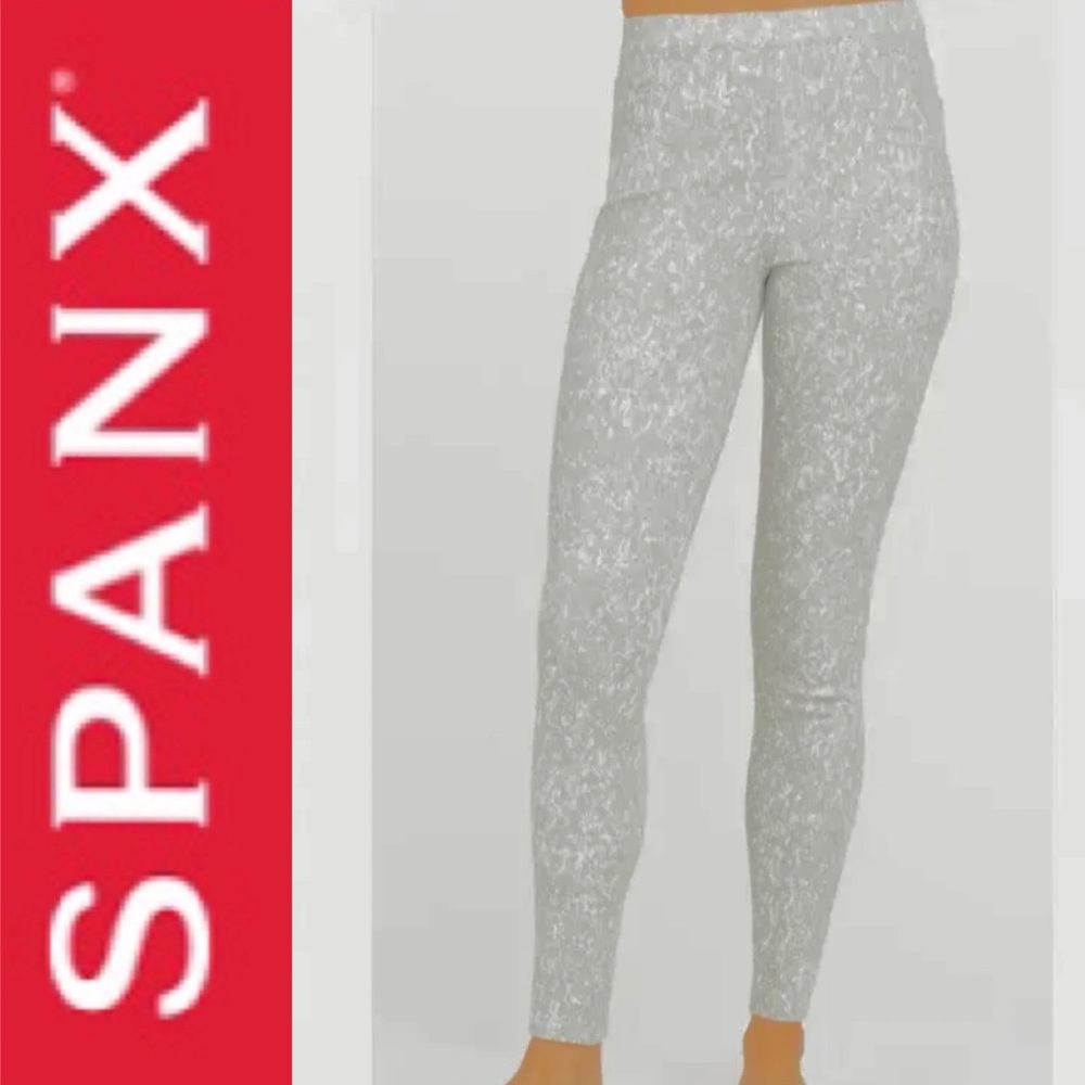 NWT SPANX Ankle jean-ish Leggings speckled gray MED
